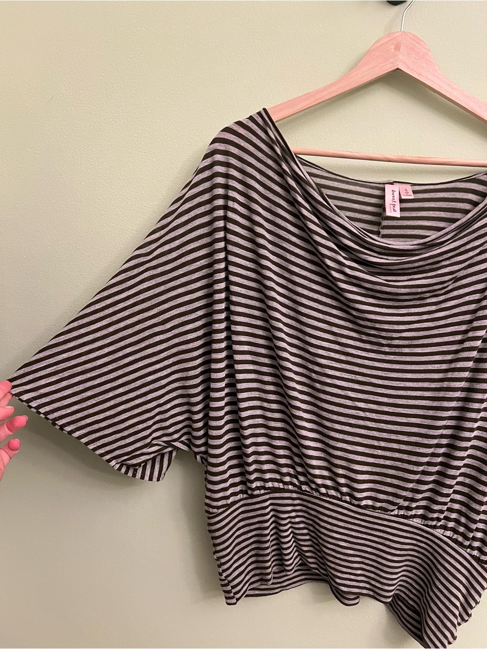 Sweet Pea by Stacy Frati Anthro Y2K Boatneck Striped Blue & Grey Relaxed Top, S